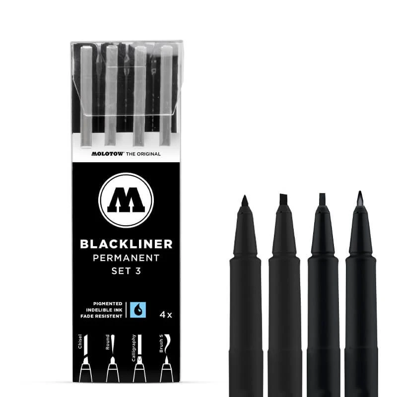 MOLOTOW BLACKLINER ETUI SET 3 4PCS MOLOTOW BLACKLINER ETUI SET 3 4PCS -Modèles Figurines Boutique feutres fins noirs molotow blackliner set 3