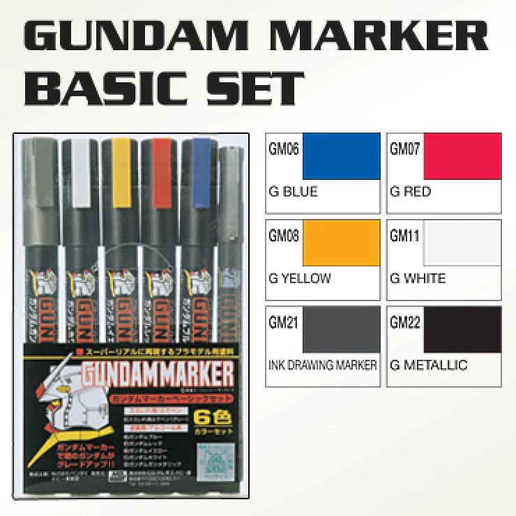 BANDAI GUNPLA MARKER GUNDAM SET 6 BANDAI GUNPLA MARKER GUNDAM SET 6 -Modèles Figurines Boutique gms105 gundam marker basic set set of 6 00