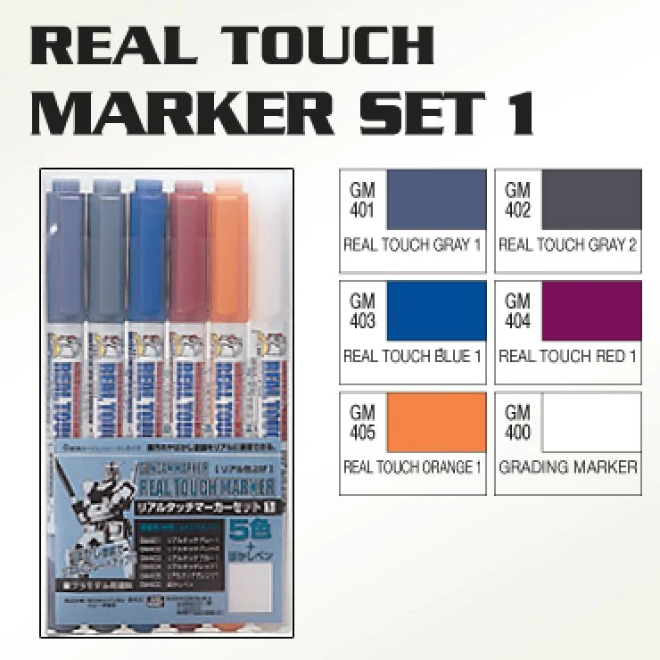 BANDAI GUNPLA MARKER REAL TOUCH 1 SET 6 GUNDAM BANDAI GUNPLA MARKER REAL TOUCH 1 SET 6 GUNDAM -Modèles Figurines Boutique gms112 real touch gundam marker set 1 set of 6